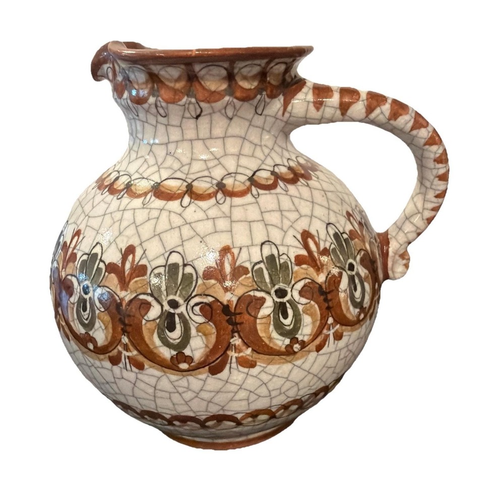 Vtg 1960's Gmunden Austria‎ Handarbeit Handmade salt glaze pottery pitcher